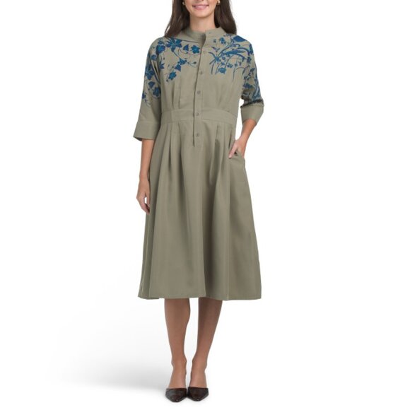 NANCY YANG Green Printed Midi Dress - Picture 1 of 2